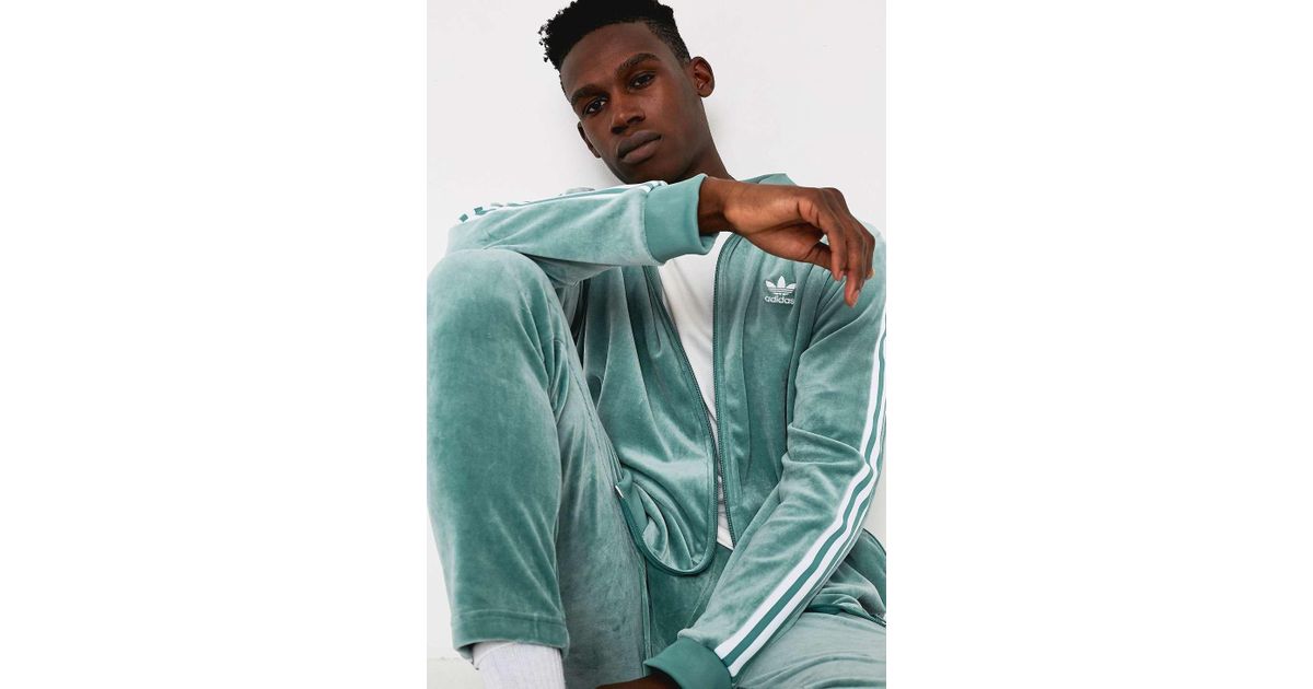 adidas Cosy Steel Velour Track Top in Green for Men | Lyst UK
