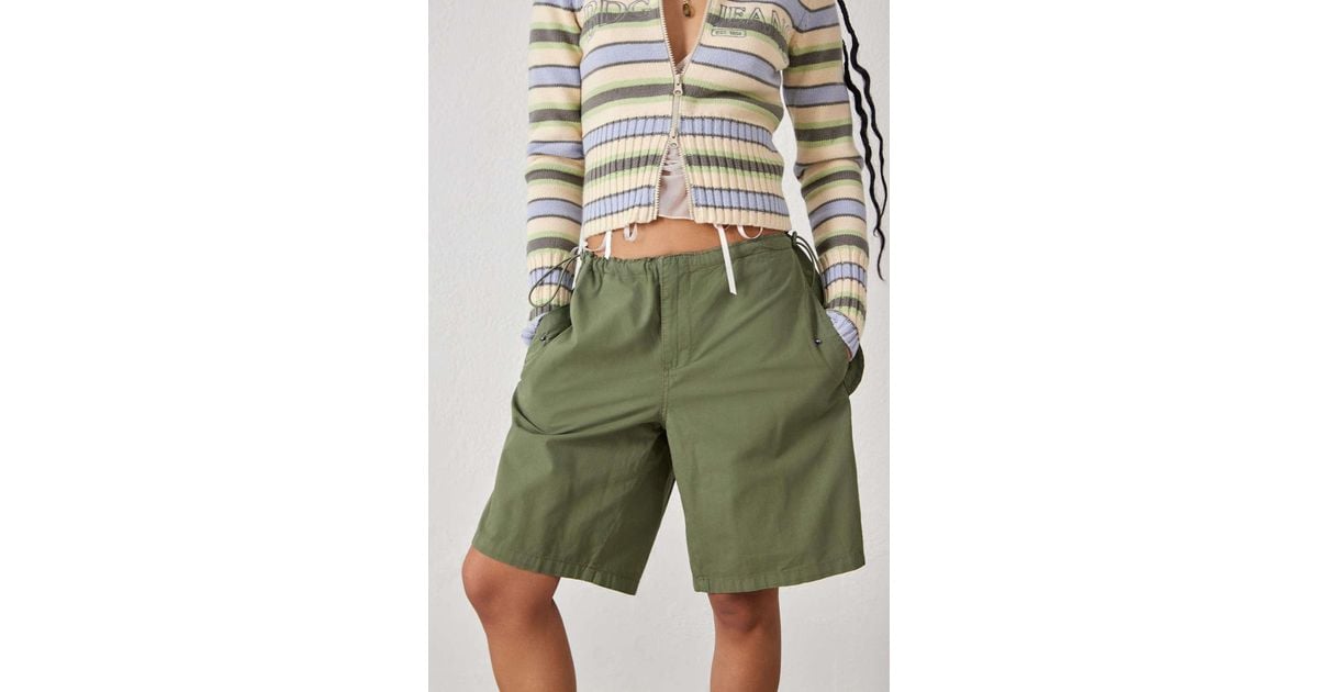 BDG Khaki Longline Baggy Tech Short in Green Lyst