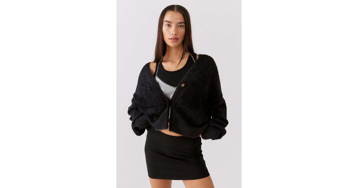 Urban Outfitters Uo Thea Fuzzy Cardigan in Black Lyst