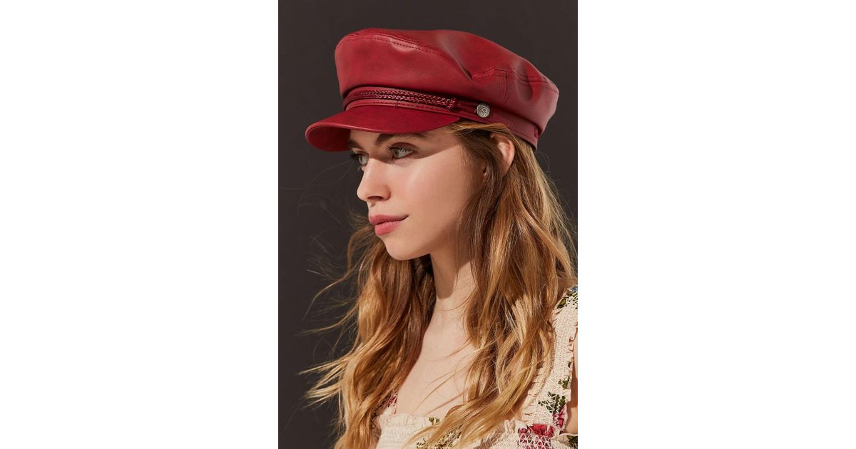 Brixton Uo Exclusive Fiddler Faux Leather Fisherman Hat in Red | Lyst