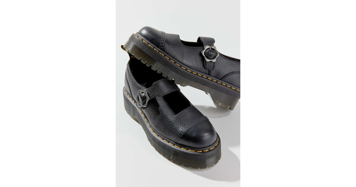 dr martens addina flower buckle leather platform shoe