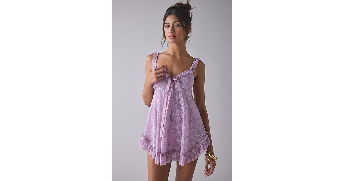 Urban Outfitters Uo Primrose Lace Babydoll Romper in Purple | Lyst