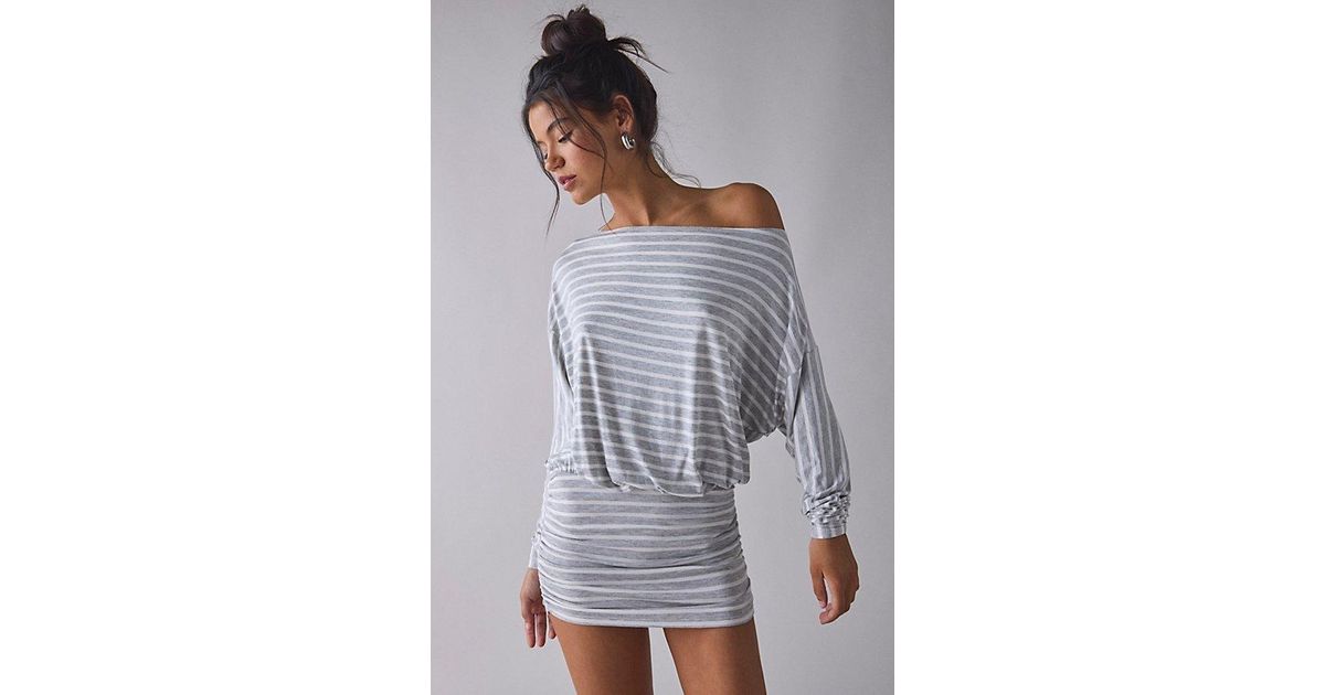 knee length dresses for ladies Quiet Hour Off Shoulder Bubble Mini Dress (Warm Peach) · NanaMacs