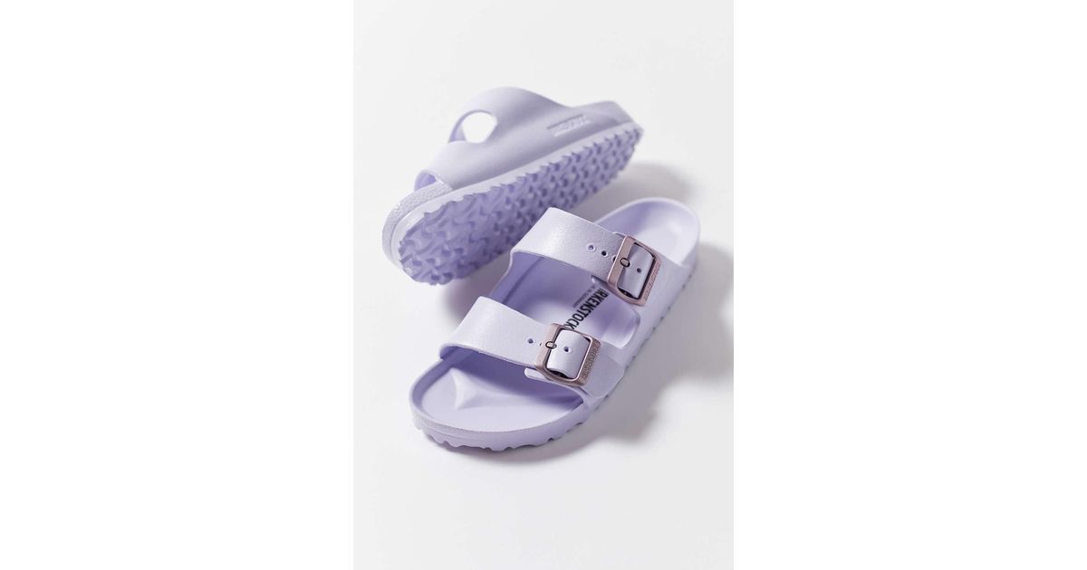 birkenstock arizona flat sandals in lilac eva