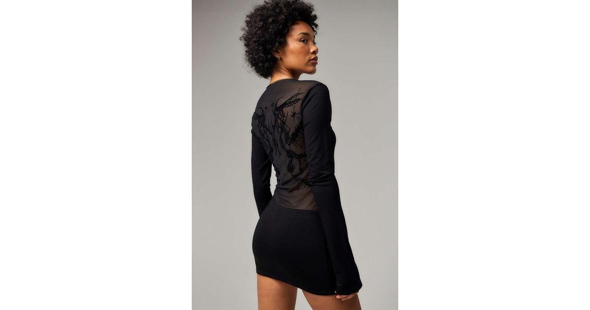 Jaded London Wings Mesh Mini Dress in Black | Lyst UK