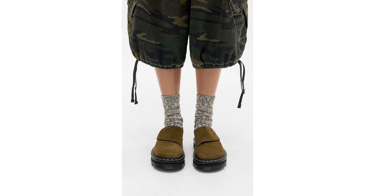 Dr. Martens Olive Zebzag Anywair Suede Mules in Black | Lyst UK