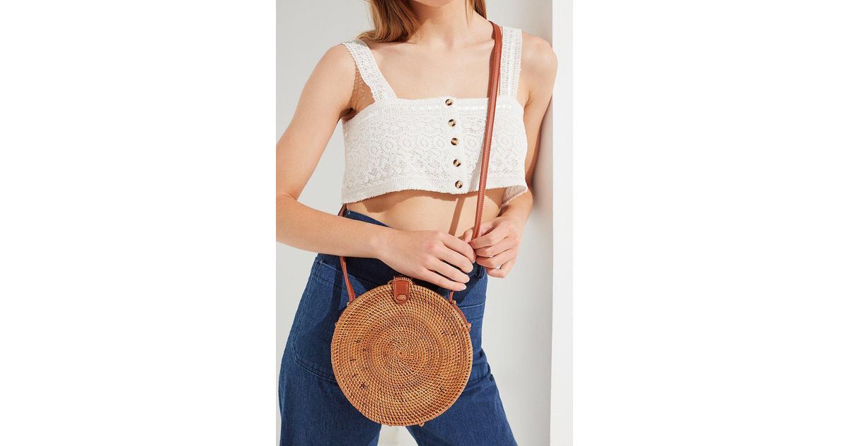 circle straw crossbody bag