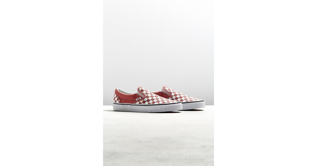vans slip on checkerboard faded rose sneaker
