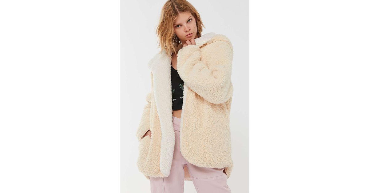 reversible hooded teddy jacket