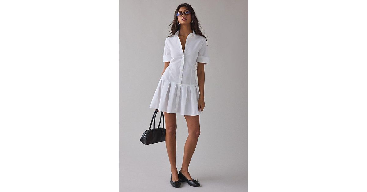 BDG Special Treatment Drop Waist Short Sleeve Shirt Mini Dress in White |  Lyst