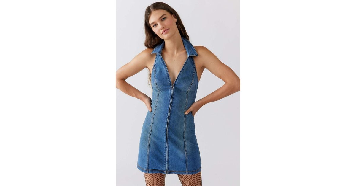 Off-White zipped denim minidress - Blue