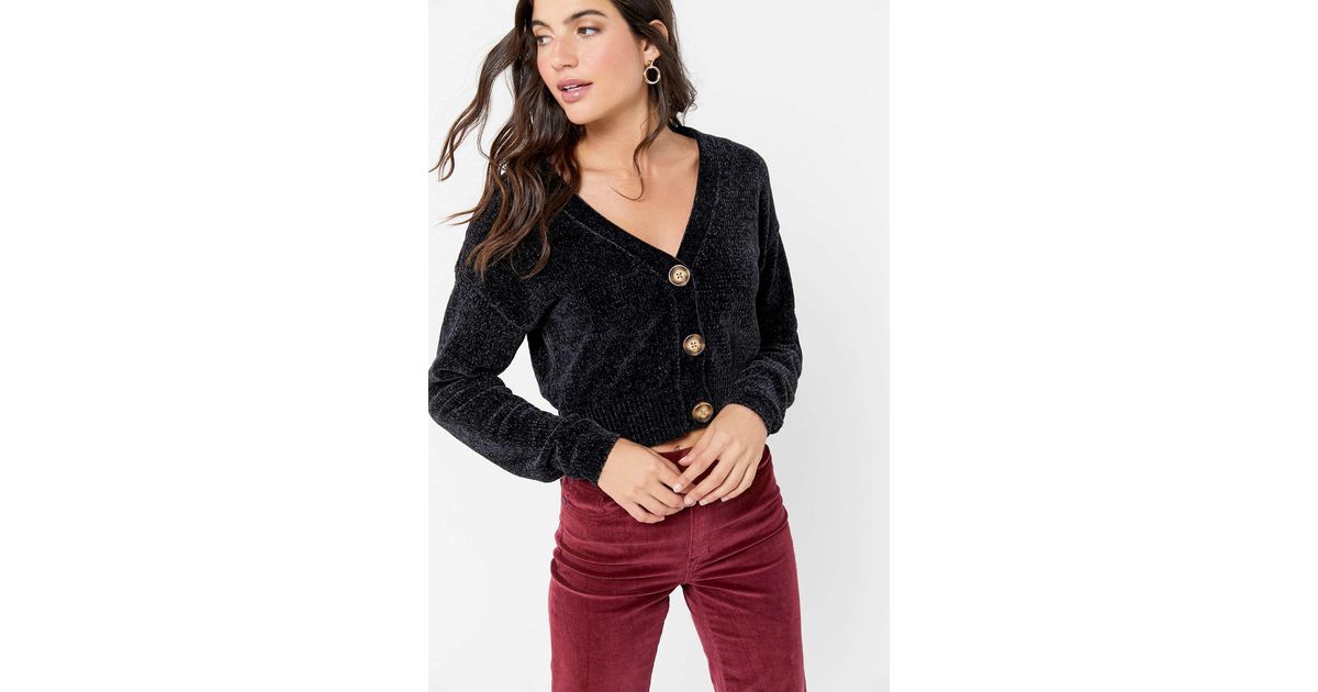 uo honey plush cropped cardigan