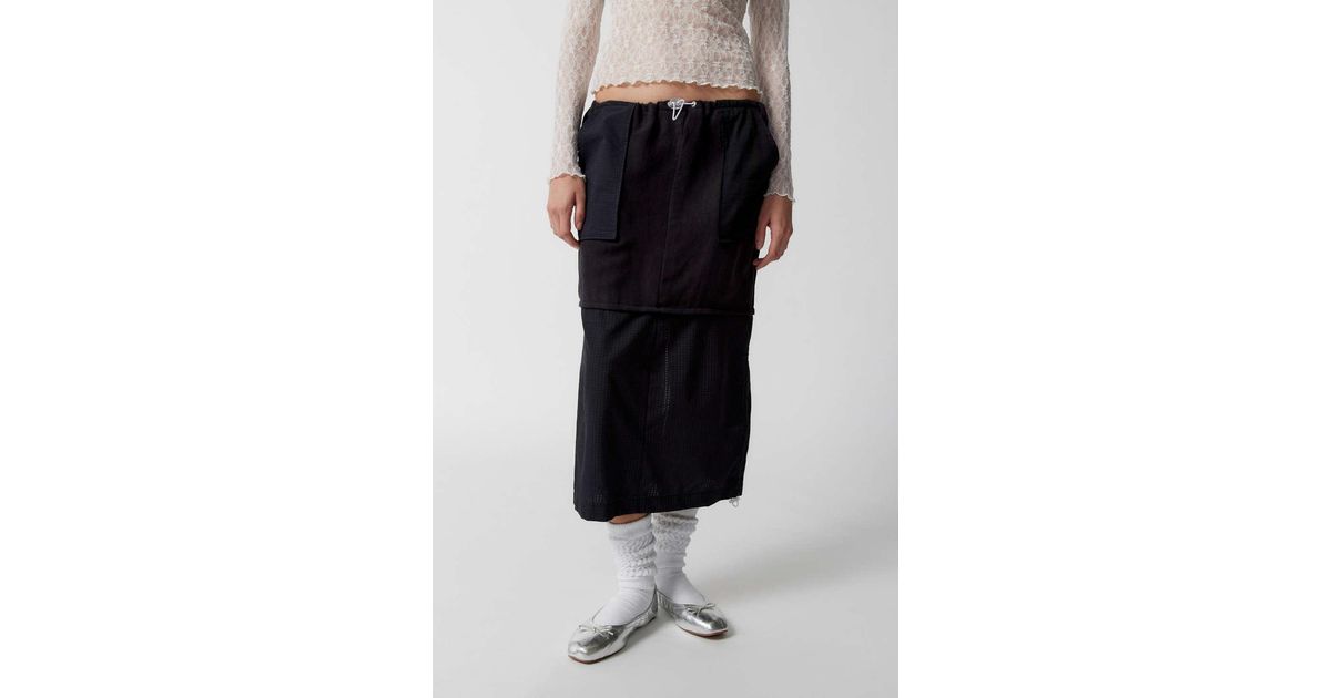 Urban Renewal Remade Pieced Overdyed Shirting Maxi Skirt in Black | Lyst