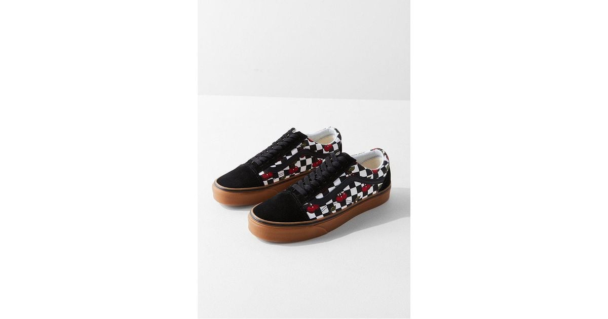 Vans Vans Cherry Checkerboard Old Skool Sneaker in Black | Lyst