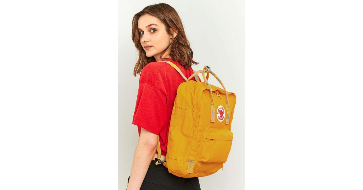 yellow kanken with stripes