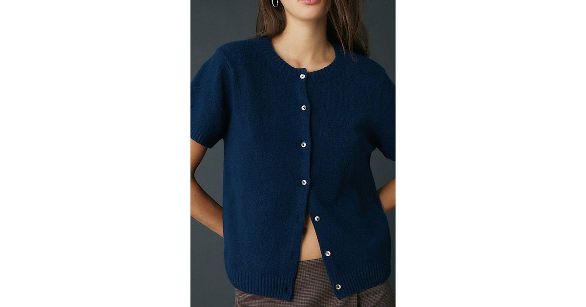 Kimchi Blue Rachel Short Sleeve Cardigan in Blue | Lyst