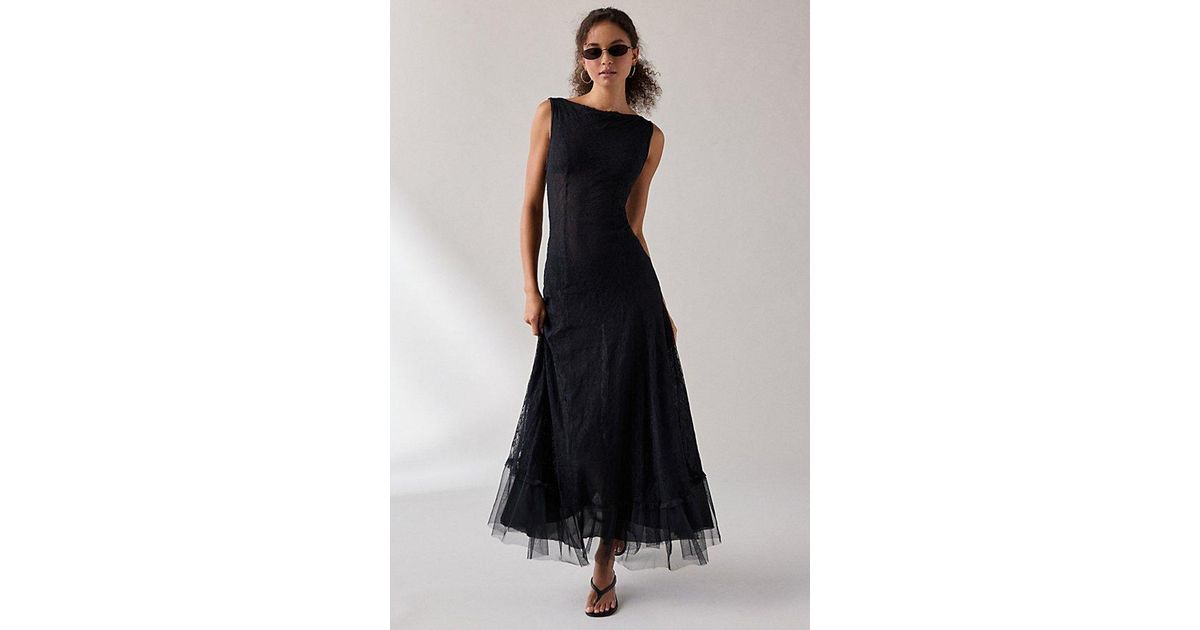 Urban Outfitters Uo Like A Dream Reversible Sheer Lace Scoop Slip Maxi Dress  in Black | Lyst