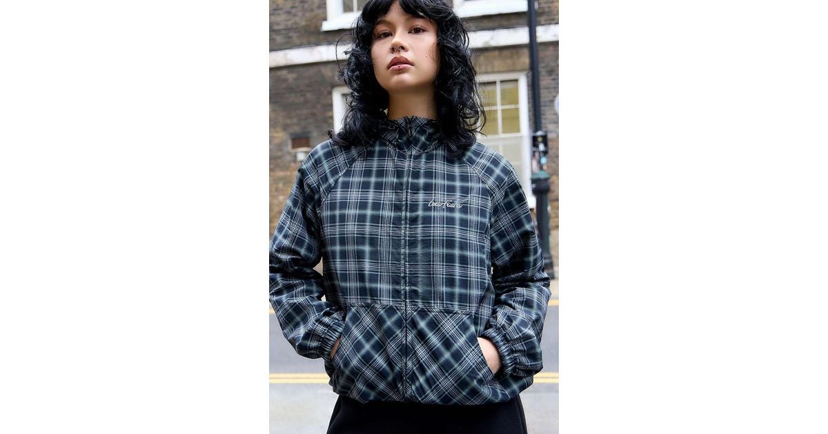 iets frans... Check Water Resistant Shell Jacket in Blue | Lyst UK