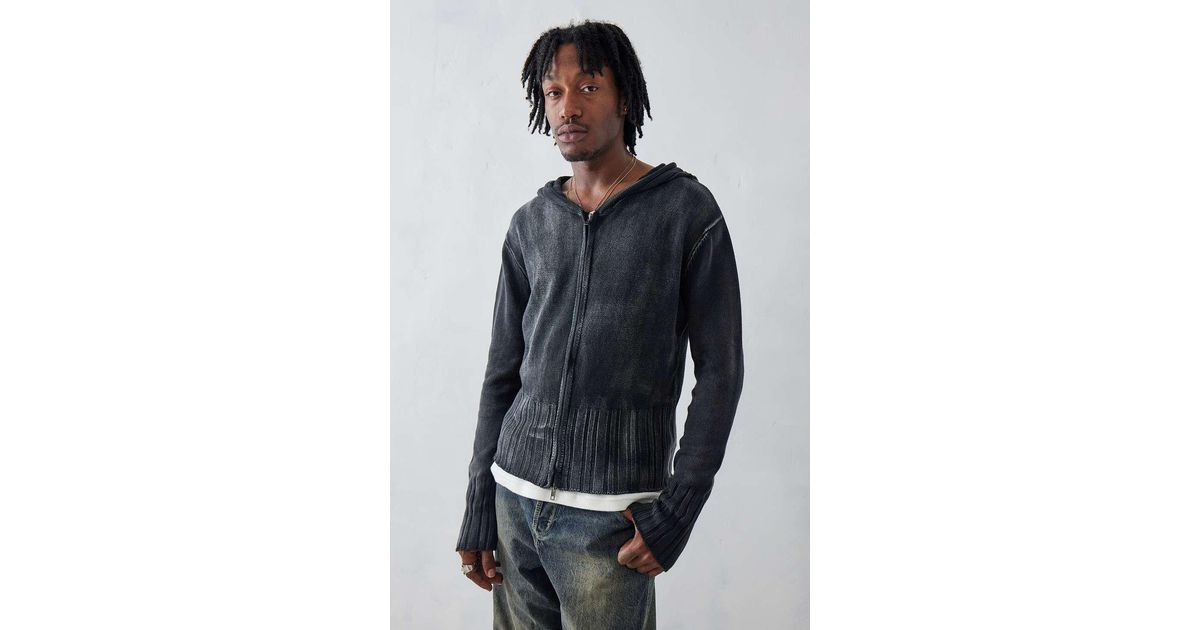 Jaded London Relic Knit Hoodie in Blue | Lyst UK