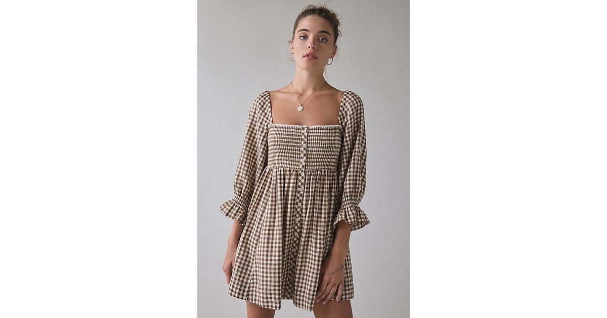 cute as a button puff sleeve babydoll mini dress Kimchi Blue Cute As A Button Puff Sleeve Babydoll Mini Dress