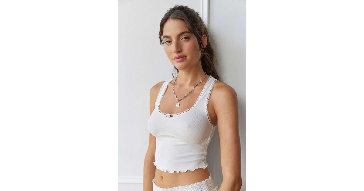 Out From Under Sweet Dreams Lace-trim Tank Top In White,at Urban