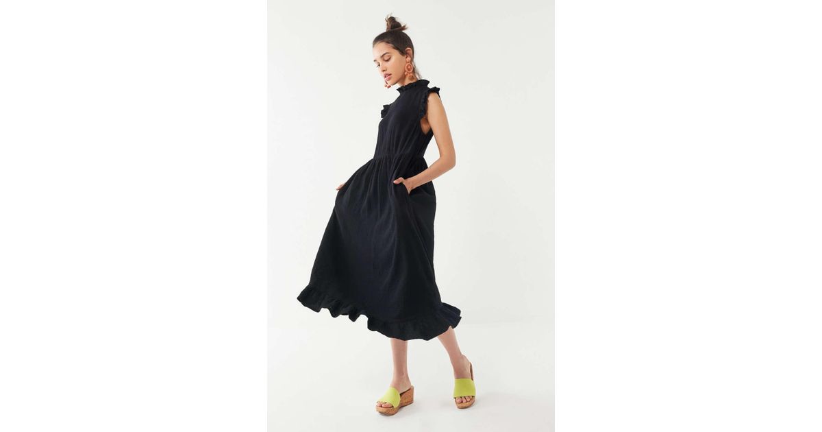 gabby ruffle babydoll midi dress