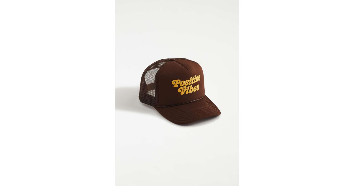 Urban Outfitters Positive Vibes Trucker Hat in Brown for Men Lyst