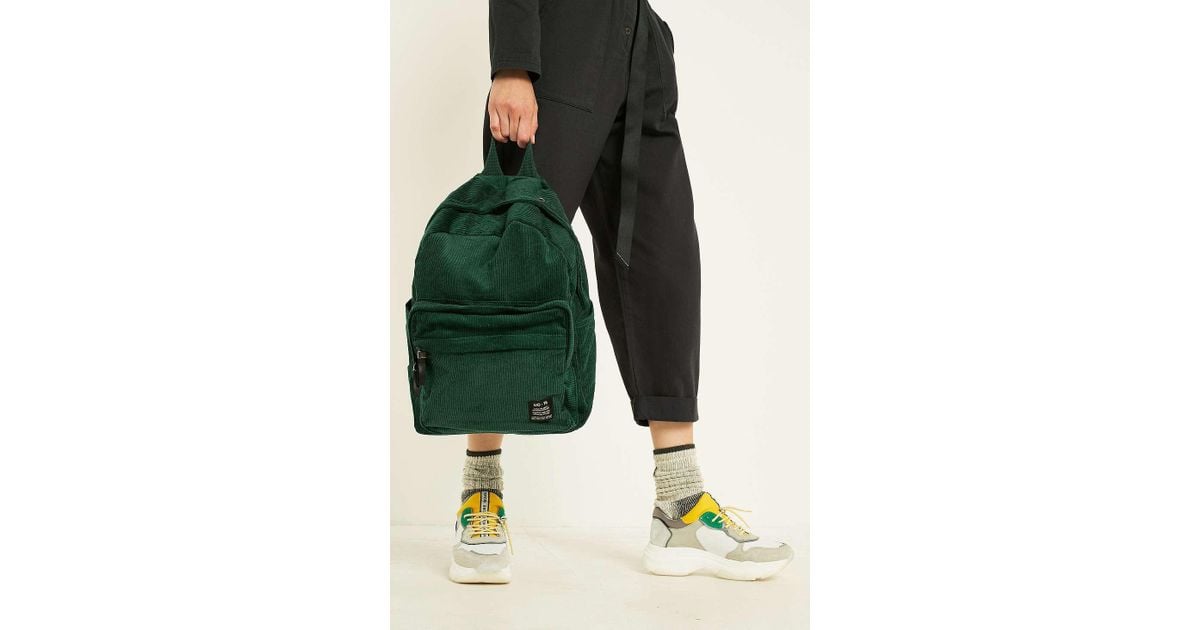 Meyaus Women's Large Corduroy Backpack - Green Casual Daypack, 13x15 Inch Shoulder Bag