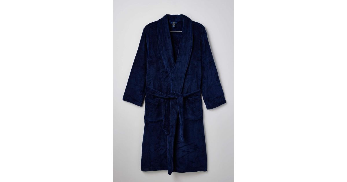 Polo Ralph Lauren Microfiber Plush Robe in Blue for Men Lyst