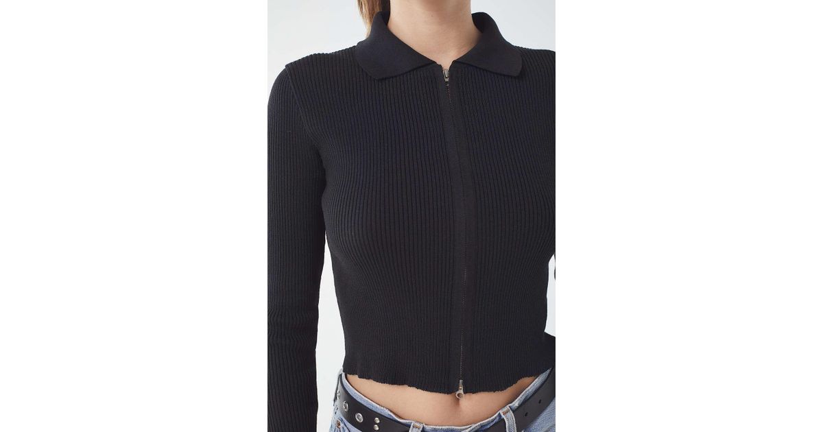 collared zip front sweater