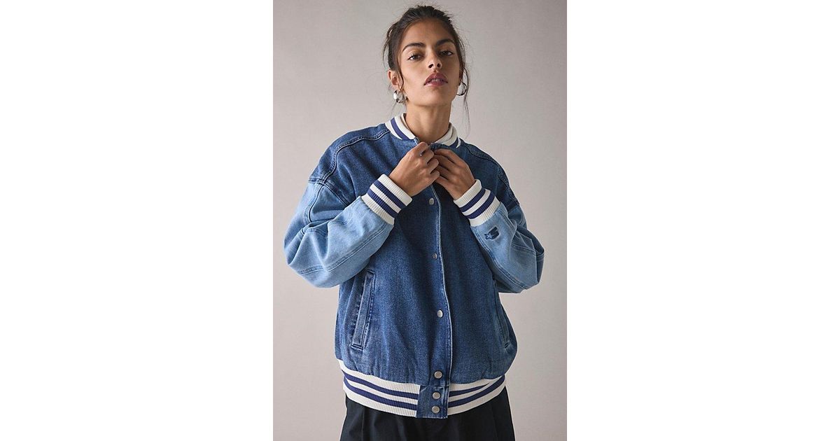 Denim Urban Outfitters Starter Jacket Starter Colorblock Denim