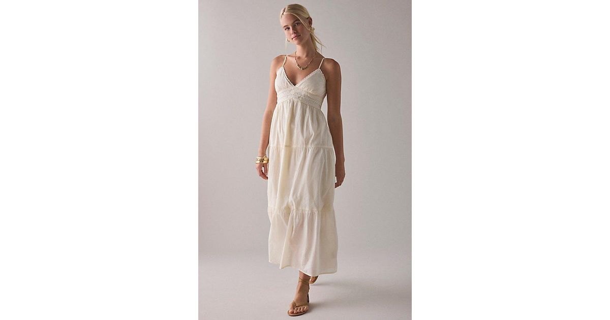 Kimchi Blue Serafina Lace Trim Tiered Babydoll Maxi Dress in Natural | Lyst