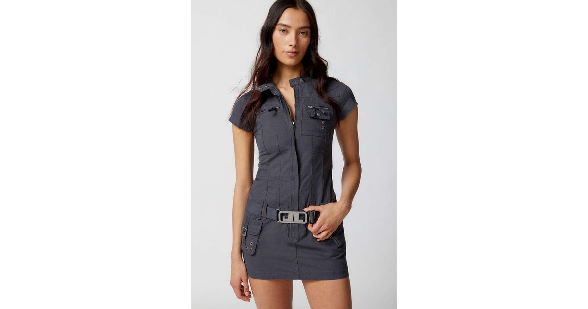 Belted cargo top mini dress
