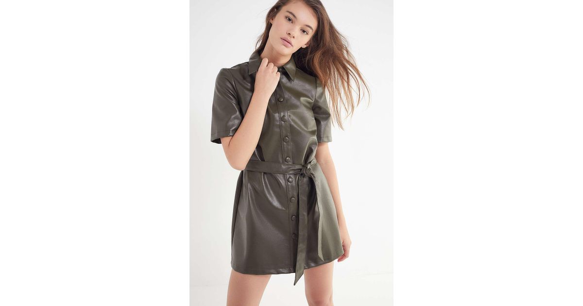 leather button down dress