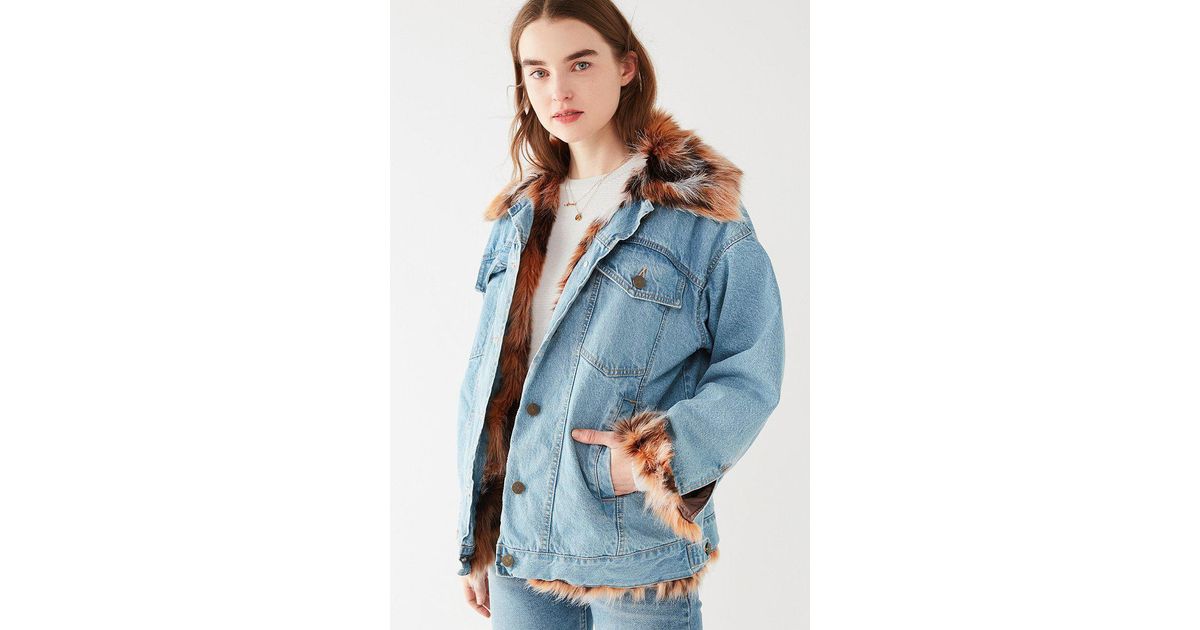 faux fur lined jean jacket