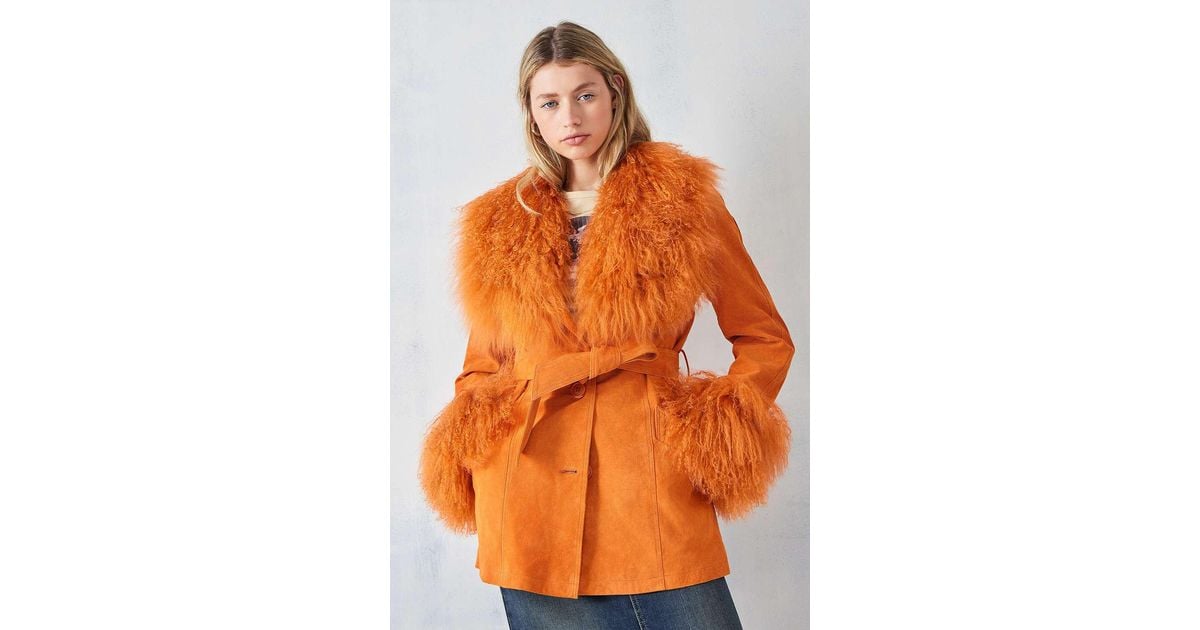 Orange on sale suede coat