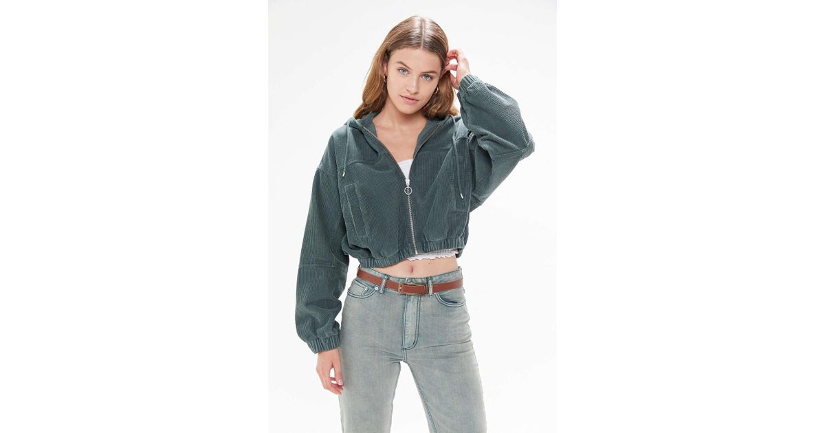 uo corduroy hooded cropped jacket