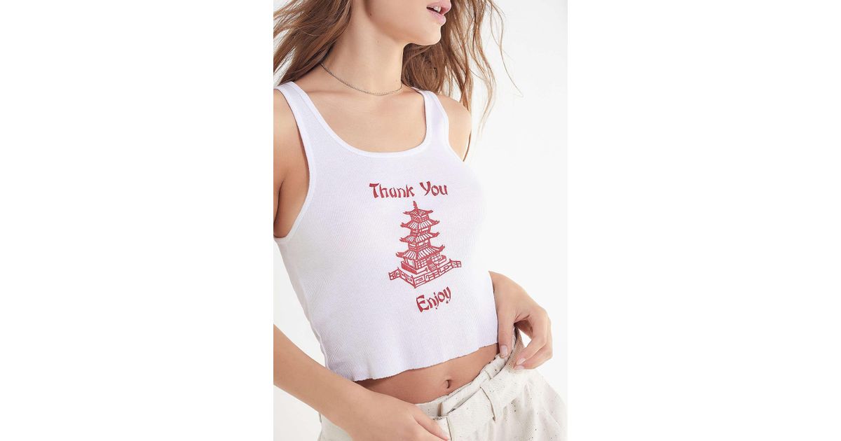 Truly Madly Deeply Cotton Thank You Enjoy Cropped Tank Top In