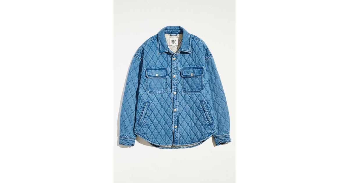 BDG Denim Quilted Shirt Jacket in Blue for Men Lyst