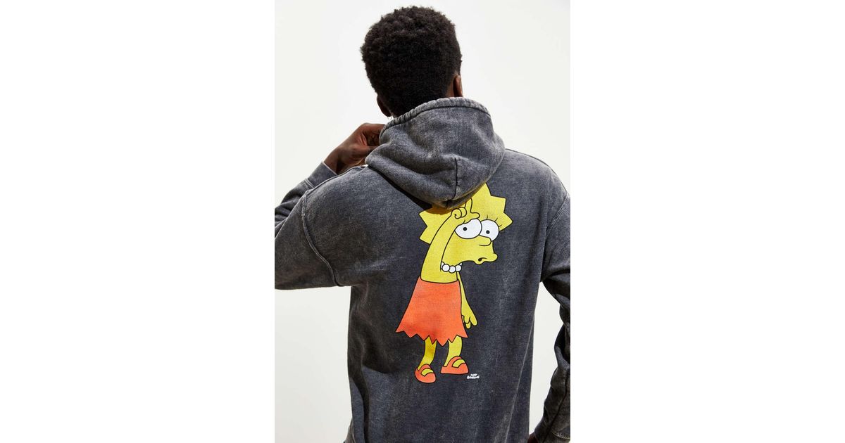Urban Outfitters The Simpsons Lisa Loser Pigment Dye Hoodie Sweatshirt in  Gray for Men | Lyst