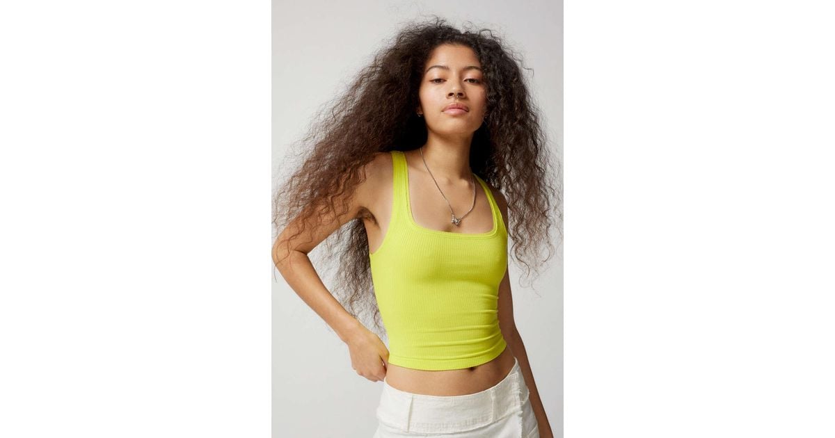 Urban Outfitters Uo Sweet Thing Ribbed Tank Top in Yellow | Lyst