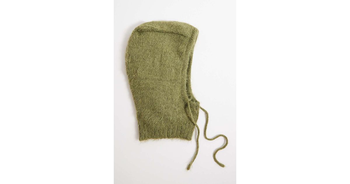 Urban Outfitters Moss Green Wool Blend Knit Bonnet | Cozy Tie Hood Knit Adult Bonnet Green - Etsy main image 3