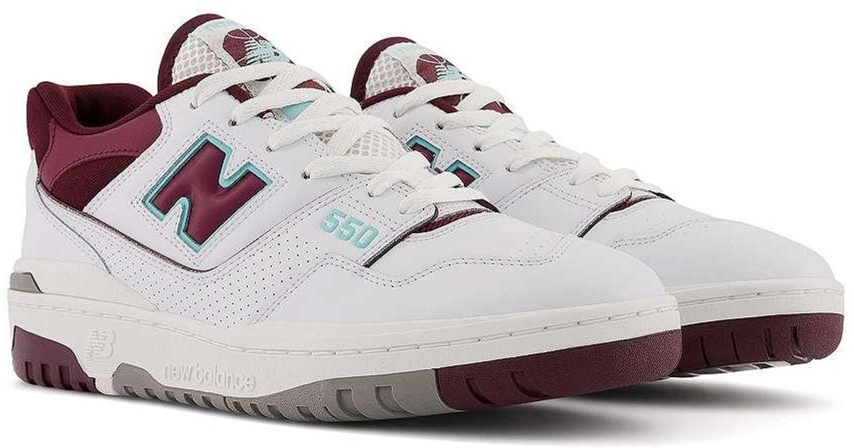New Balance Leather 550 White & Burgundy Trainers Lyst UK