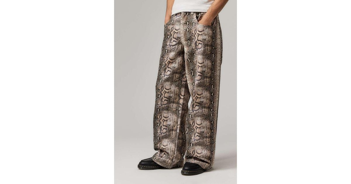 Jaded London Snake Print Jeans in Brown for Men | Lyst UK