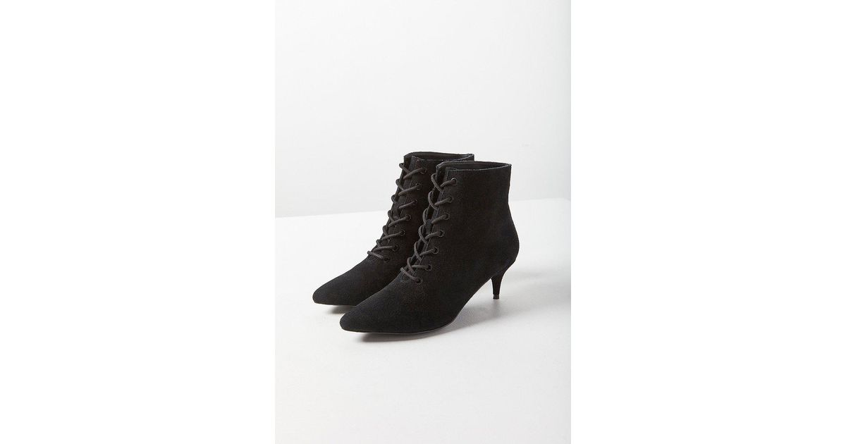 kitten heel lace up boots