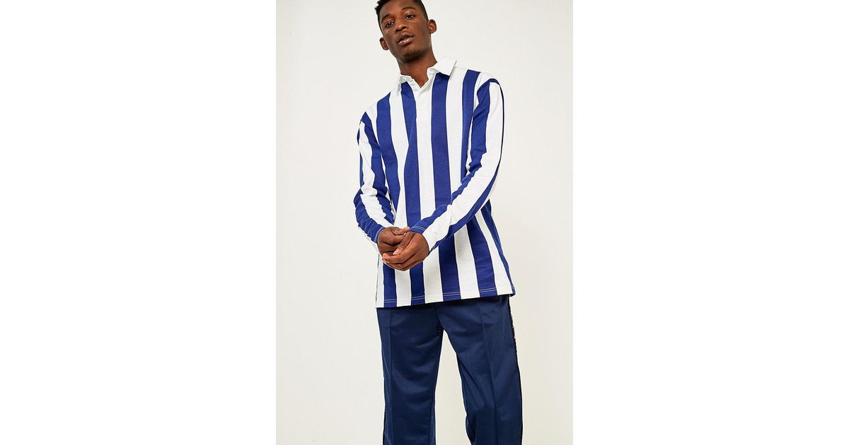 Urban Outfitters Uo Blue And White Vertical Stripe Rugby Shirt for Men