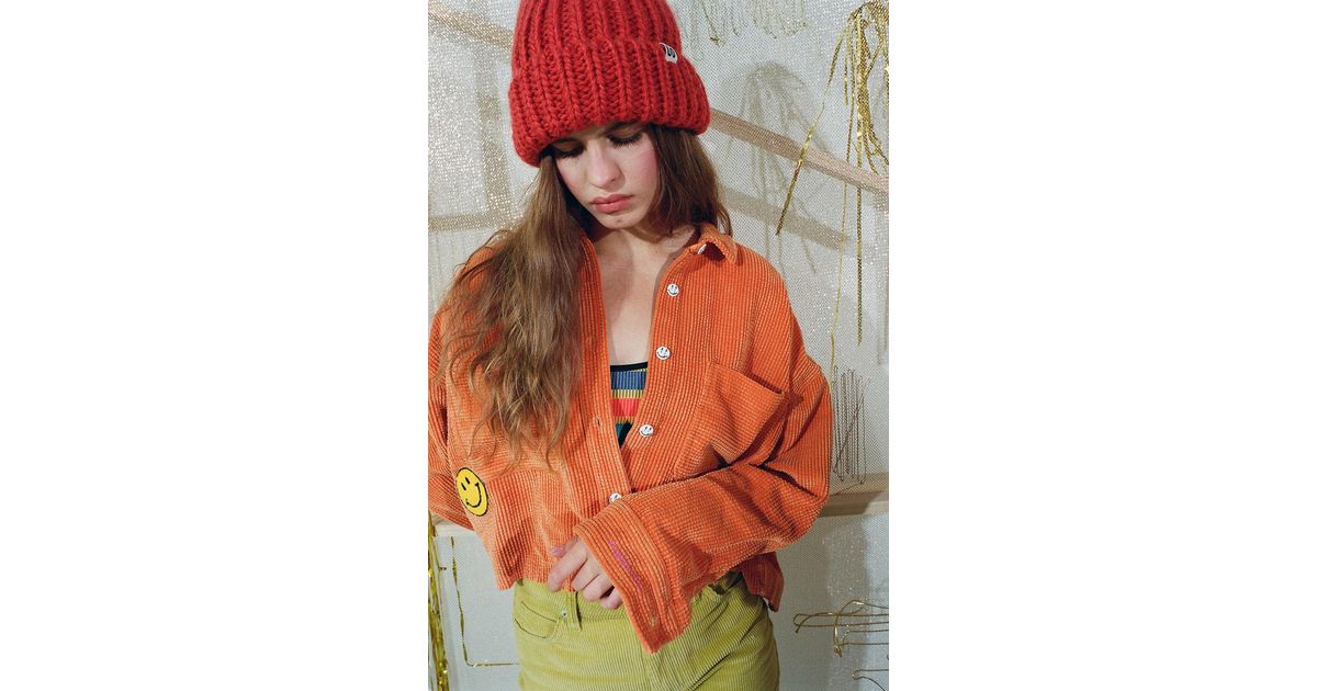 BDG Be Happy Corduroy Shirt in Orange 