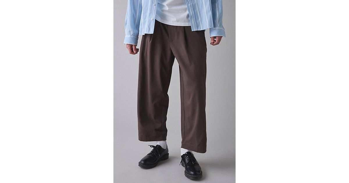 Standard Cloth Jason Cropped Pleated Trouser Pant in Blue for Men