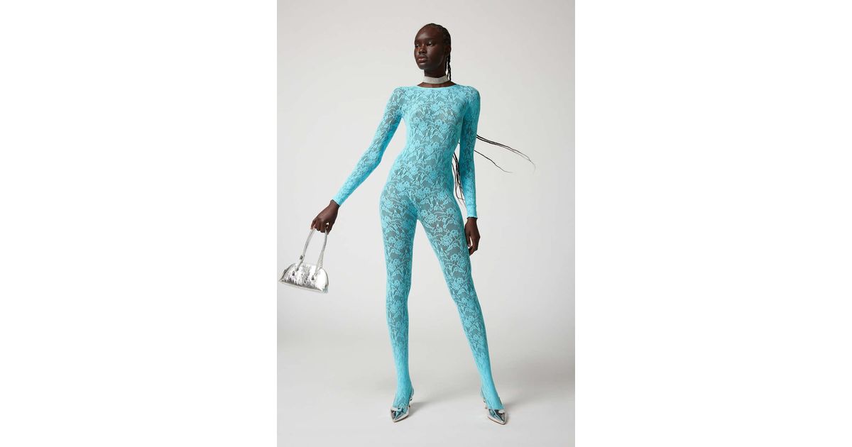Out From Under Divine Sheer Lace Catsuit Jumpsuit In Teal,at Urban ...