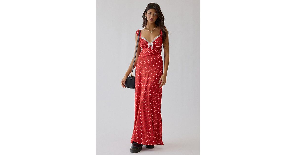 for love and lemons orange polka dot dress For Love & Lemons Polka Dot Midi Dress by For Love & Lemons
